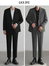 洗練されたデザインの韓国風ビジネスジャケット【男性用・秋用・スリムフィット】
