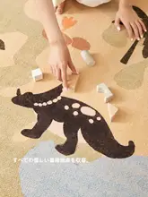 円形ラグ キッズ ボーイズ 恐竜柄 グリーン リビング 子供部屋 寝室 無臭 安全素材