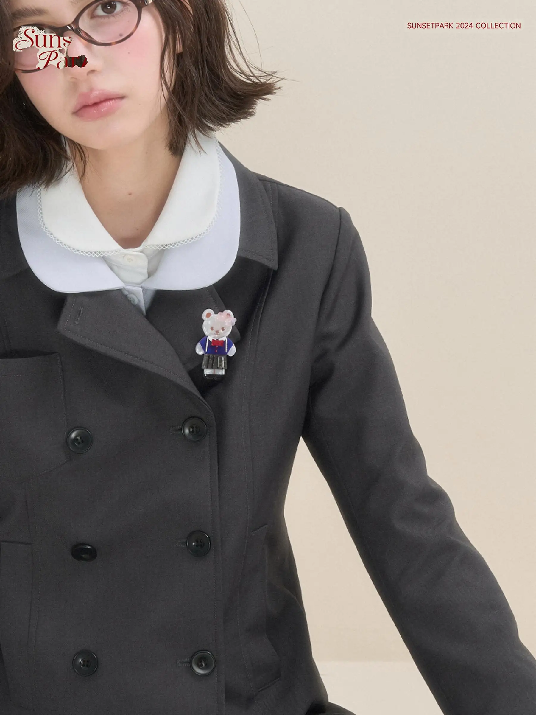 春のピクニック小熊のリボンデザインアクリルヘアクリップ：かわいいヘアピンのサイド留めに最適なハンドメイドスタイル