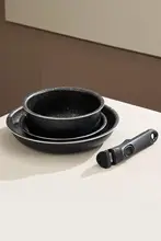 フライパン 片手鍋 両手鍋 セット 着脱式ハンドル 麦飯石コート 焦げ付きにくい IH対応 省スペース「onlycook」