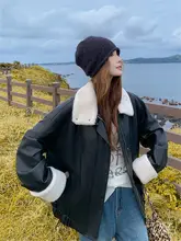 女性用 黒色レザーダウンジャケット【白鹅绒使用・バイカースタイル・冬用】