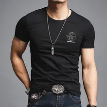 夏用アイスシルク半袖Tシャツ【男性用・スリムフィット・トレンドデザイン】