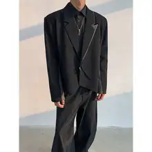 ハイエンド感あふれる男性用短丈ジャケット【春夏用・ルーズフィット・テーラードデザイン】（セットアップ対応）