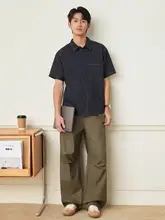 レディース 半袖デニムシャツ【リネンブレンド・防褪色・ゆったりフィット】
