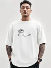 ストリートスタイル 男性用半袖Tシャツ【白色・コットン100%・カジュアルデザイン】