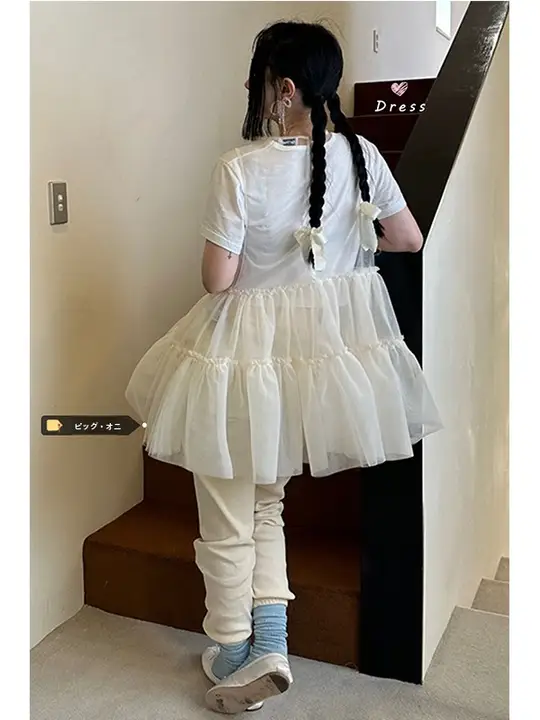 バレエ風デザインのノースリーブプリンセスチュチュスカート【Aライン・ゆったり・カジュアル】