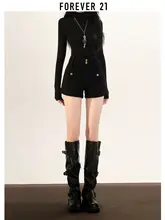 高級感あるブラックハイウエストブーツカットショートパンツ【冬用・Aライン・カジュアル】（セットアップ対応）
