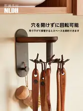 壁掛け多機能回転フック【スプーン・シャベル用・穴あけ不要・八本爪】