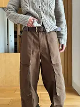 クラシックデザインのカーゴパンツ【厚手・ワイドレッグ・多ポケット・ヴィンテージ加工】（セットアップ対応）