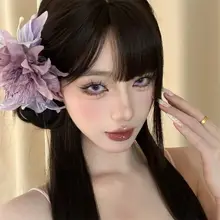 ヘアクリップ フェザー アネモネ リリー フラワー パープル 上品 きれいめ フェミニン エレガント