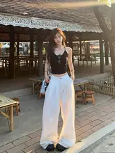白色のワイドレッグパンツ【夏用・ハイウエスト・フィット・透け防止】