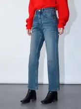 高腰デニムパンツ【ストレート・九分丈・ヴィンテージスタイル・極上の柔らかさ】（セットアップ対応）