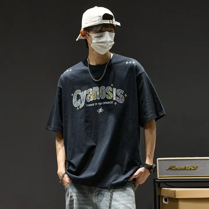アメリカンスタイル 半袖Tシャツ【カジュアル・刺繍デザイン・コットン】