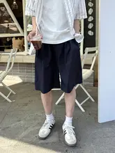 ハーフパンツ メンズ カーゴ ルーズ シンプル 無地 ネイビー 夏 カジュアル ストリート