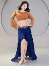 肚皮舞用演出服【セクシーなオフショルダー・スパンコール付き・フリルスカート】