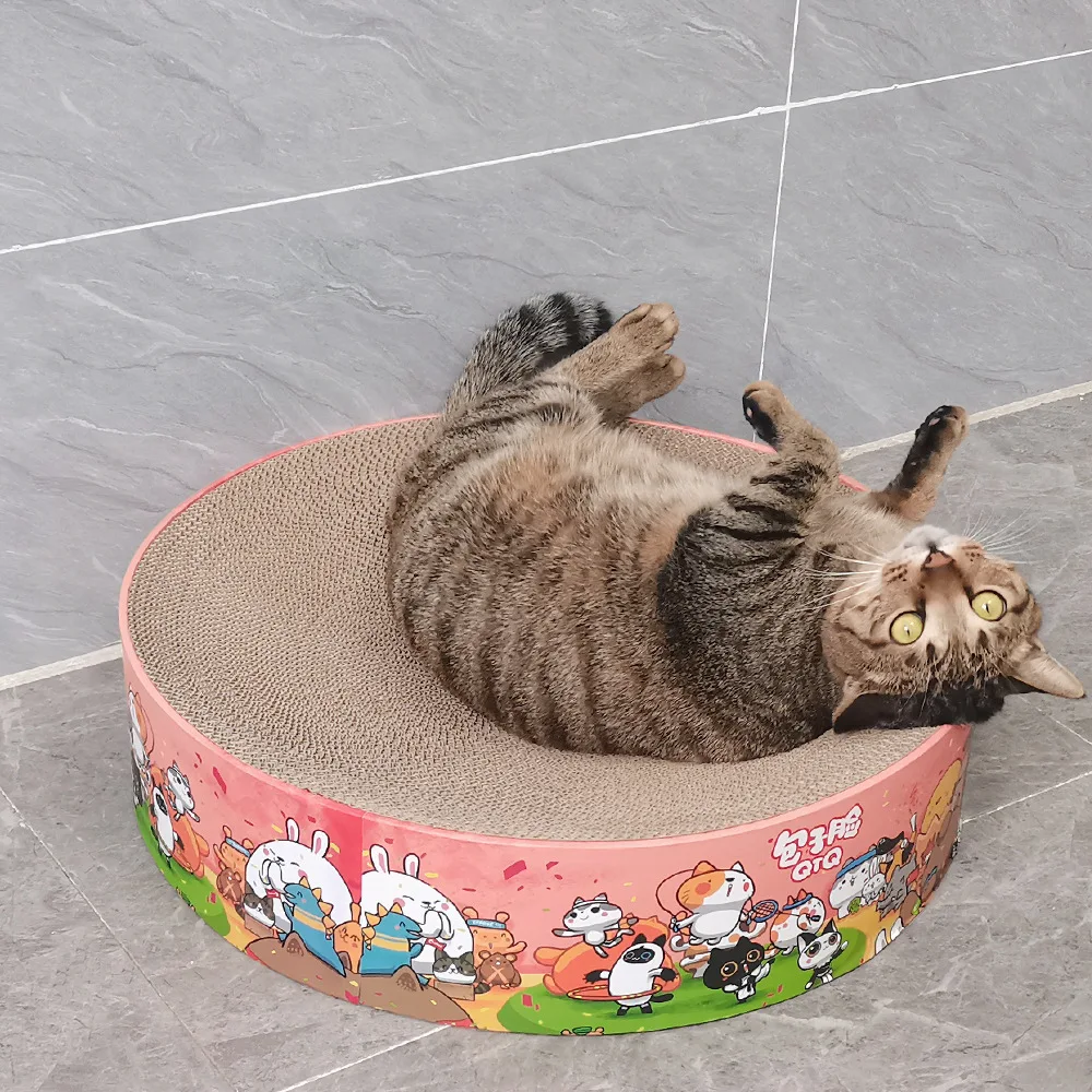 キャットグラブ器 大型 肥満猫に適した 耐摩耗の円形素材
