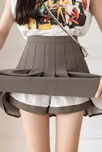 シンプルなデザインのハイウエストミニスカート【プリーツ・Aライン・学院風】（セットアップ対応）