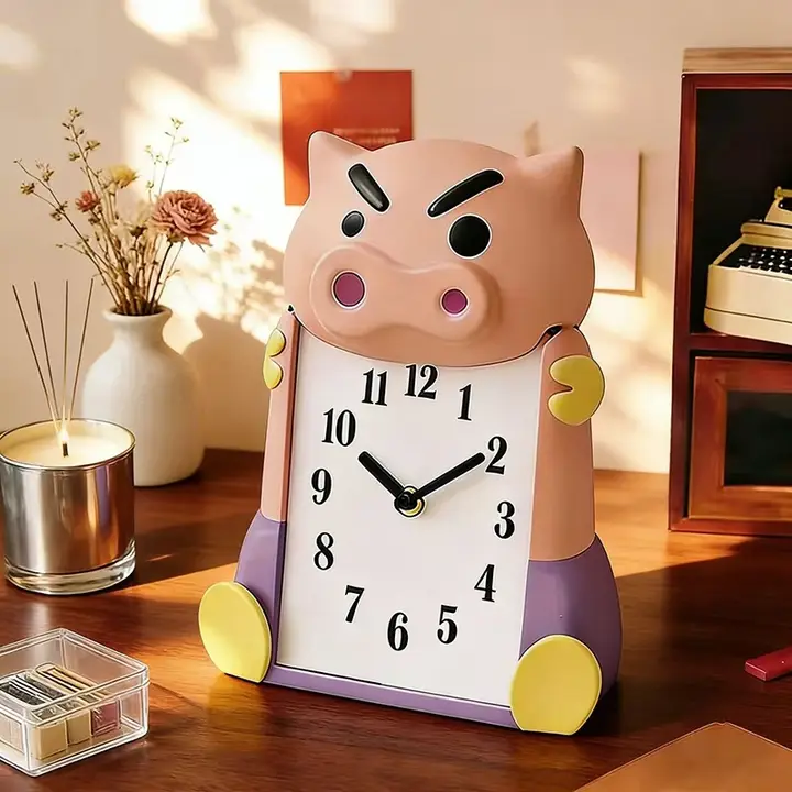 目覚まし時計 卓上時計 キッズ ボーイズ ガールズ 豚モチーフ ユニーク 静音 枕元 子供部屋 寝室