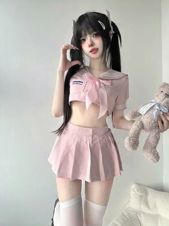 かわいいデザイン！セーラー服風JK制服【スイートなミニスカート・ガーリーコーデ】（セットアップ対応）