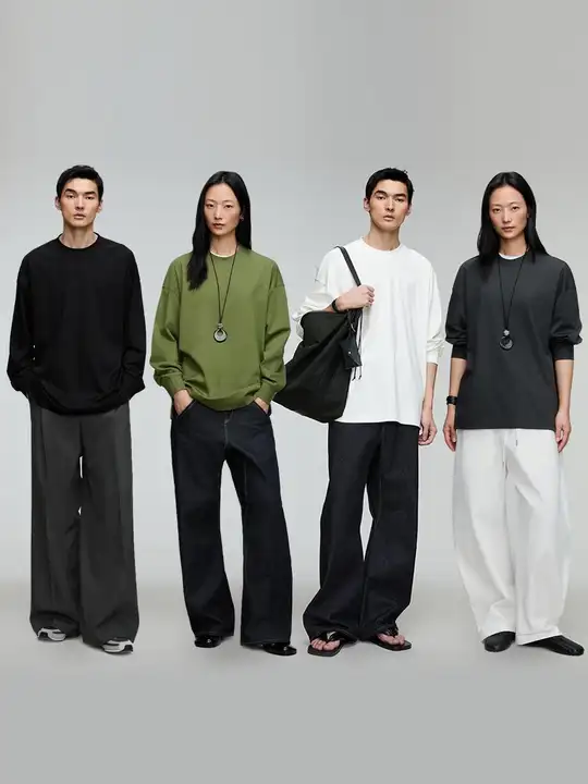 OPICLOTH/OPIC 4色 モーダルシルク混紡 ゆったりコットンカジュアル長袖Tシャツ