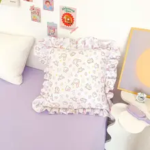 クッションカバー ピクセルうさぎ柄 フリル ヴィンテージ スイート 寝室 インテリア