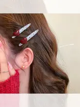 レトロアンコラレッドラブドットヘアピン