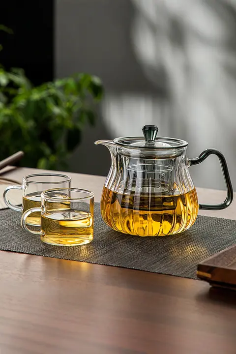 高温対応ガラス製煮茶ポット【茶水分離・フィルター付き・家庭用】