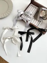 バレエ風リボンレース付きヘアクリップ【ダブルポニーテール・トリプルリボン・カラフル】