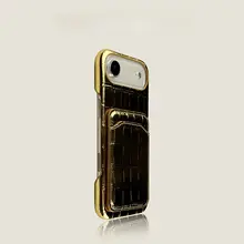 iPhone用 銀色オイルレザー風クロコダイル柄ケース【カード収納付き・シンプルデザイン・高級感】