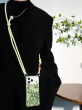 透き通る緑の花柄スマホケース【四角い開口・iPhone、Huawei、Xiaomi対応】