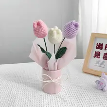 リアルな造花の編み込みブーケ【チューリップ・バラ・ひまわり・誕生日祝い】