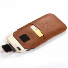 レザー製 ウエストポーチ【スマートフォン用・縦型・ベルト通し付き】