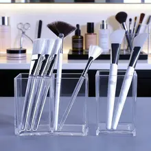 透明アクリル製メイクブラシ収納ボックス【眉ペン・面膜ブラシ用・キャスター付き】