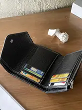 エレガントな大象模様の薄型本革三折り短財布【女性用・小銭入れ付き】