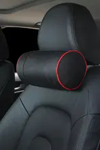 快適なドライブをサポート！真皮製の車用ヘッドレストと腰当て【円筒型・記憶泡綿】