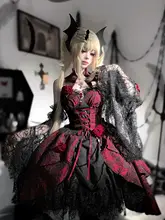 オリジナルデザイン ローズブラッドバンケット ロリータ風ドレス【ダークゴシック・日常着】