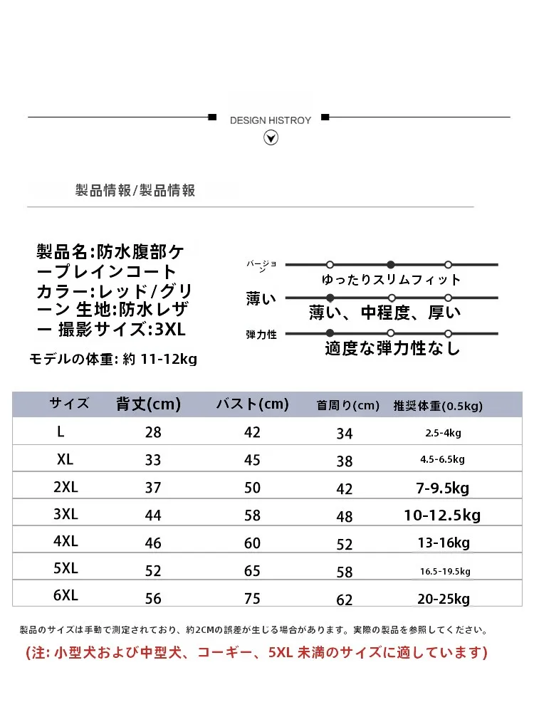 中型犬用防水レインコート：全身タイプで通気性と防水性を両立