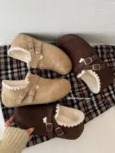 加绒仕様の全包タイプブーツ【レトロデザイン・厚底・冬用・防寒】