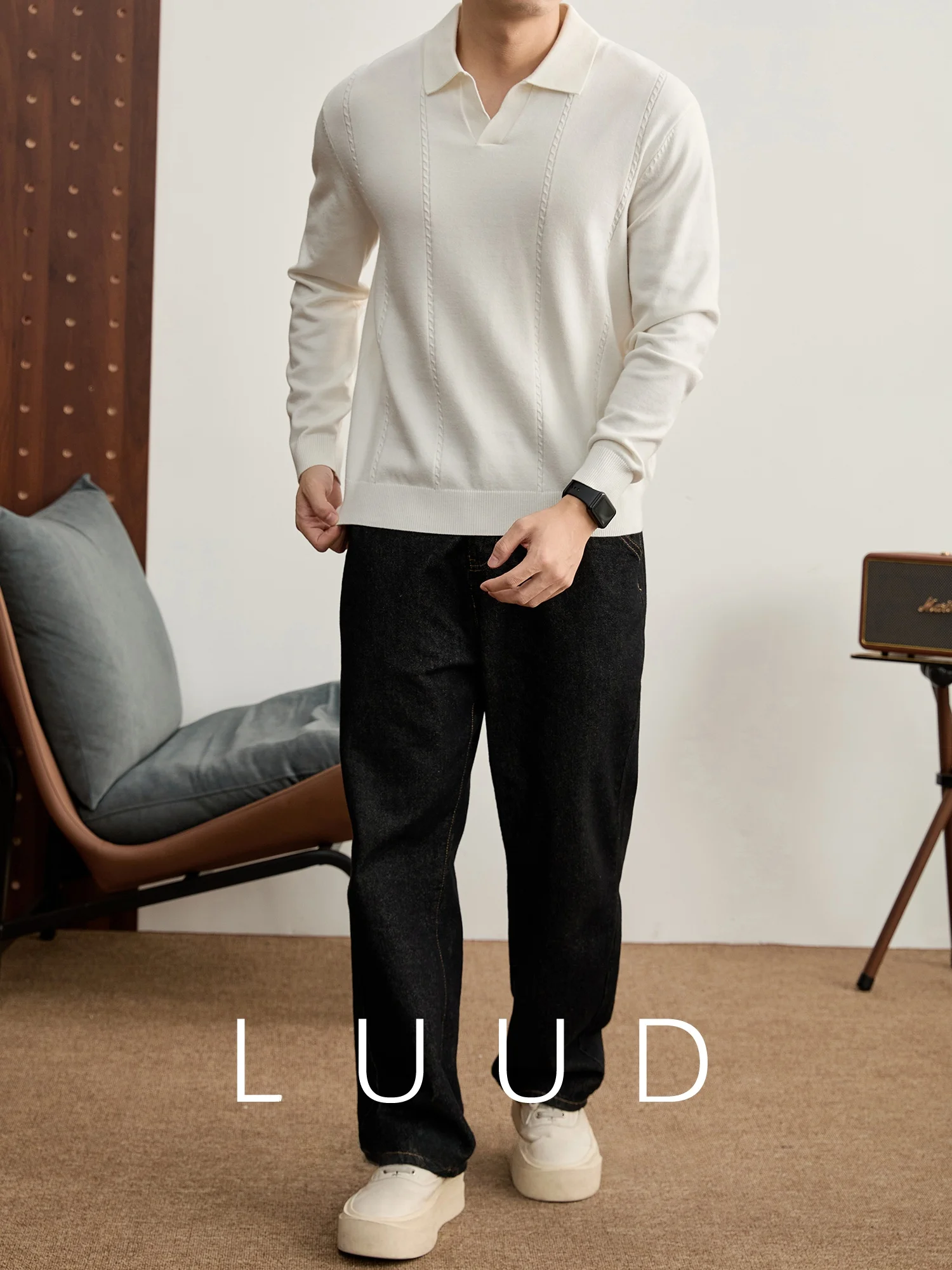 シーガル襟のニットポロシャツ LUUD サイズ46 メンズ はどのくらいの身長に合うか