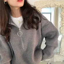 感ある白のハイネックセーター【半ラ zipper・畦編み・秋冬向け】