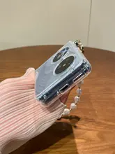 Huawei Pocket2用 スマホケース【透明シリコン・薄型・落下防止・パールハンドストラップ付き】