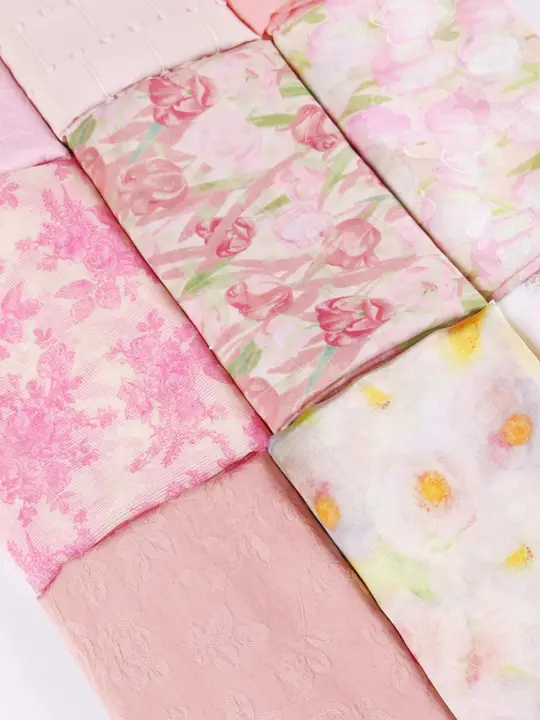 春夏向けの粉色タイダイプリント生地【デザイナー素材・和服風・ドレス用】