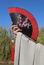 古風 二面折り扇【舞踊用・軽量・持ち運び便利・フリンジ付き】