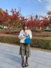 フリルデザインのカジュアルなフレアスカート【甘美な雰囲気・膝丈】（セットアップ対応）
