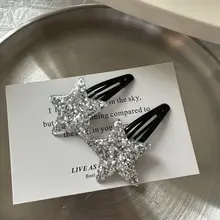 Y2K風 星型ヘアクリップ【金粉・シルバー・甘辛ミックス・前髪用】