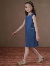 子供用 夏用デニムジャンパースカート【シンプルデザイン・レトロスタイル・ 여자용】（セットアップ対応）