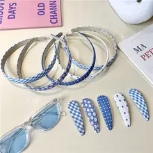小花柄ヘアクリップ【ブルー系・スタイルに合わせやすい・髪型アレンジ用】
