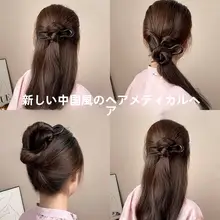 U字型黒檀木製ヘアピン【新中式・日常使い・通勤用】