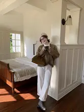 春秋用 デニムパンツ【ストレート・ワイドレッグ・高ウエスト・ゆったり】