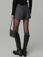 ウールブレンド Aラインショートパンツ【高腰・秋冬用・ゆったりシルエット】